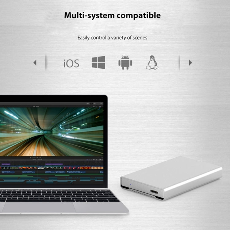 Blueendless U23Q SATA 2.5 inch Micro B Interface HDD Enclosure with USB-C / Type-C to USB-C / Type-C Cable, Support Thickness: 1cm or less