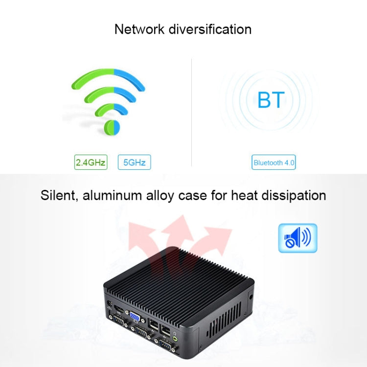 Миниатюрный промышленный ПК без вентилятора с 4 портами USB и COM-портом RS-232, 8 ГБ ОЗУ, процессором Intel Celeron N2920 2,0 ГГц, поддержкой Bluetooth 4.0 и двухдиапазонного Wi-Fi 2,4 ГГц / 5,0 ГГц