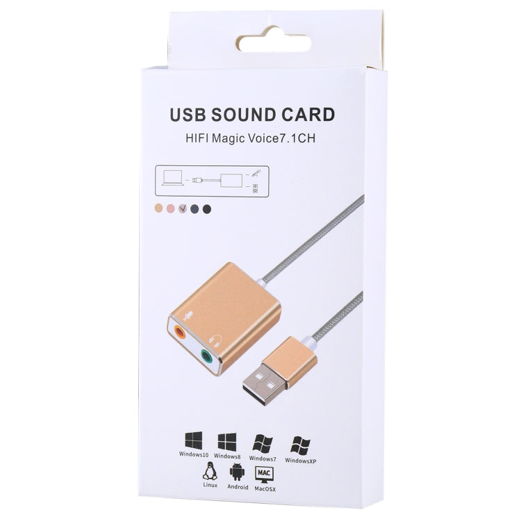 Внешняя виртуальная 7.1-канальная звуковая карта USB с корпусом из алюминиевого сплава и кабелем 13 см для ПК и ноутбука