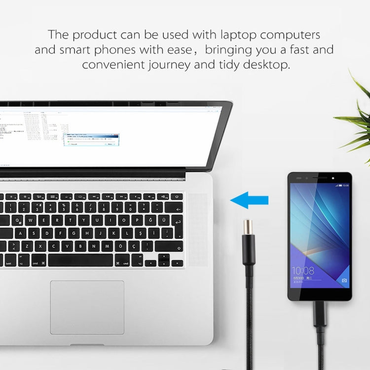 Кабель питания и зарядки PD 100W 7,4 x 0,6 мм (штекер) — USB-C / Type-C (штекер) с нейлоновым плетением для Dell, длина кабеля: 1,7 м