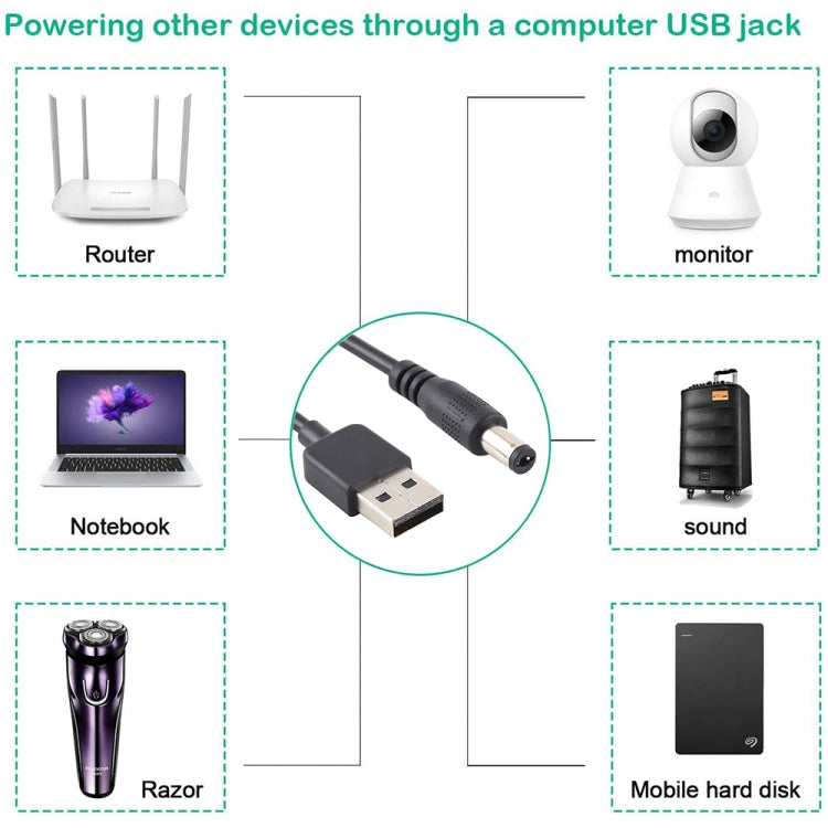 Кабель питания USB 3A - 5,5 x 2,1 мм постоянного тока, длина: 1 м
