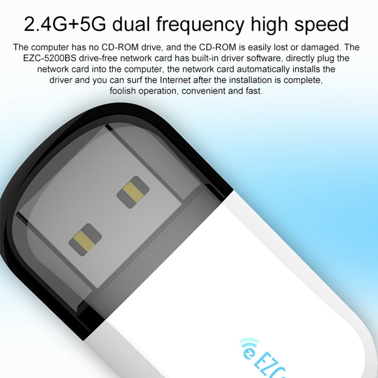 EZCast EZC-5200BS 600 Мбит/с двухдиапазонный беспроводной WiFi + Bluetooth USB 2.0 адаптер