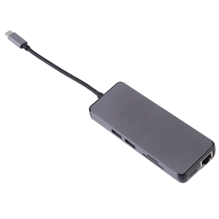 Адаптер 8-в-1 Type-C на HDMI + USB 3.0 + USB 3.0 + Type-C + LAN + VGA + устройство чтения карт TF/SD