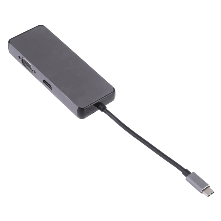 Адаптер 8-в-1 Type-C на HDMI + USB 3.0 + USB 3.0 + Type-C + LAN + VGA + устройство чтения карт TF/SD