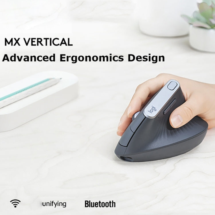 Logitech MX Vertical 4000 точек на дюйм USB-C / Type-C + Unifying + Bluetooth эргономичная беспроводная вертикальная оптическая мышь с тремя режимами