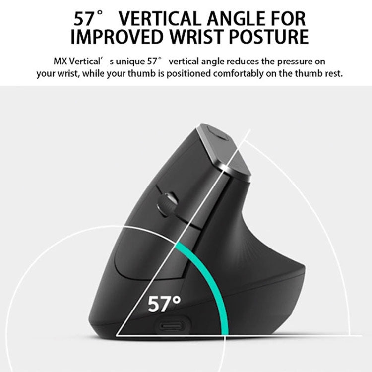 Logitech MX Vertical 4000 точек на дюйм USB-C / Type-C + Unifying + Bluetooth эргономичная беспроводная вертикальная оптическая мышь с тремя режимами