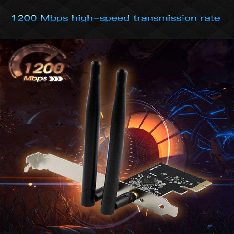 Сетевая карта EDUP EP-9607 с двухдиапазонным беспроводным адаптером PCI-E Express 1200 Мбит/с и двумя антеннами 6 дБи