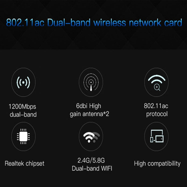 Сетевая карта EDUP EP-9607 с двухдиапазонным беспроводным адаптером PCI-E Express 1200 Мбит/с и двумя антеннами 6 дБи