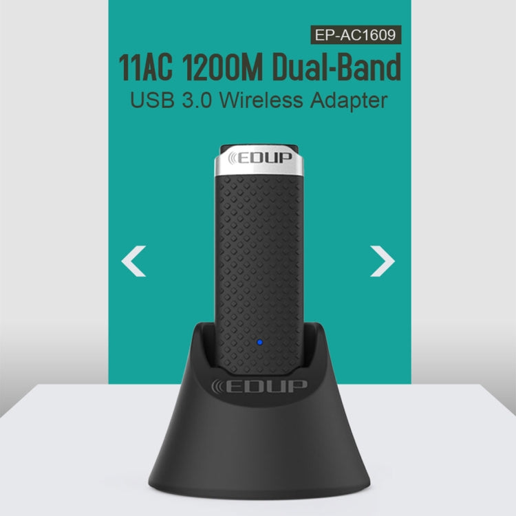 Адаптер-приемник Ethernet EDUP EP-AC1609 1200 Мбит/с с высокоскоростным USB 3.0 WiFi и кабелем-удлинителем 1 м и базой