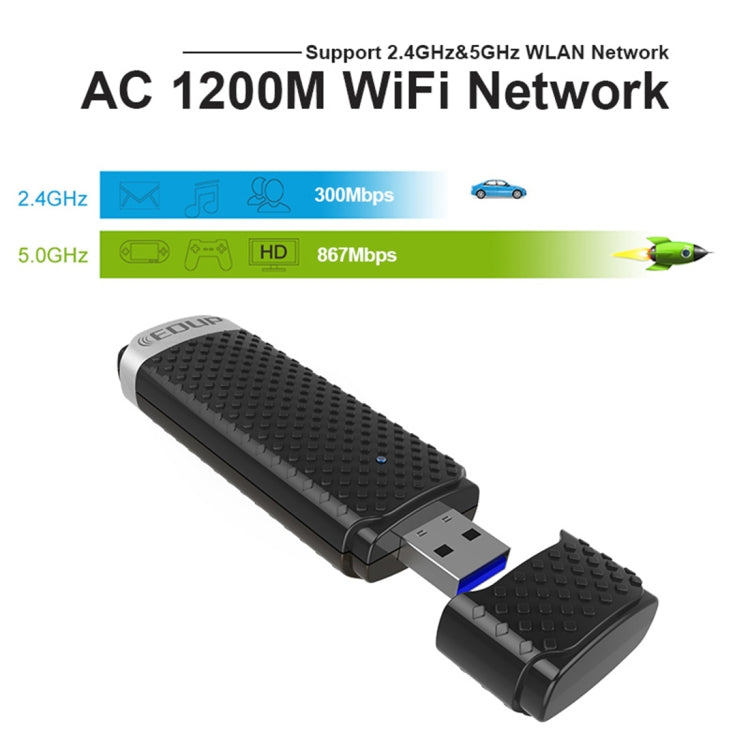 EDUP EP-AC1617 1200 Мбит/с высокоскоростной USB 3.0 WiFi-адаптер-приемник Ethernet-адаптер
