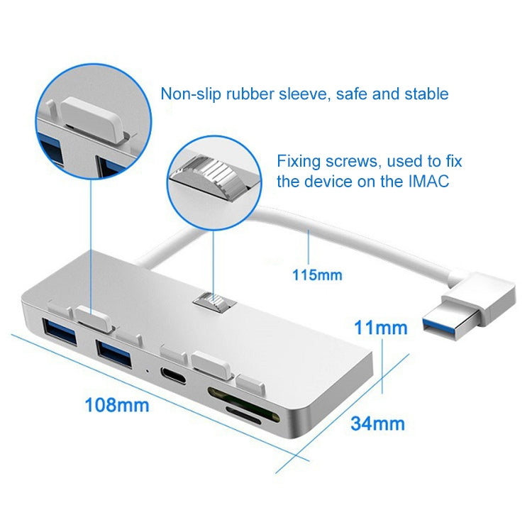 Rocketek For iMac Type-C / USB-C + Dual USB3.0 + SD / TF Multi-function HUB Expansion Dock