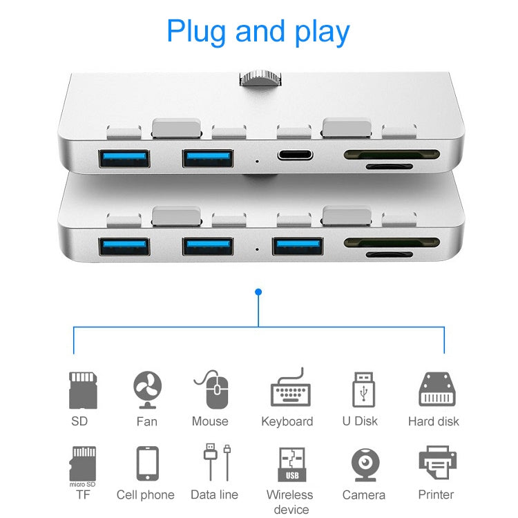 Rocketek For iMac Type-C / USB-C + Dual USB3.0 + SD / TF Multi-function HUB Expansion Dock