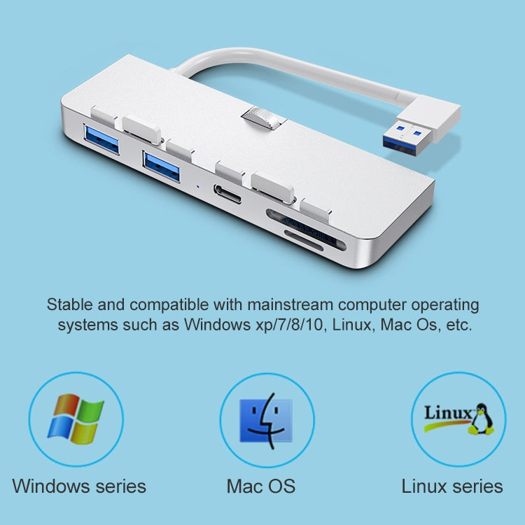 Rocketek For iMac Type-C / USB-C + Dual USB3.0 + SD / TF Multi-function HUB Expansion Dock