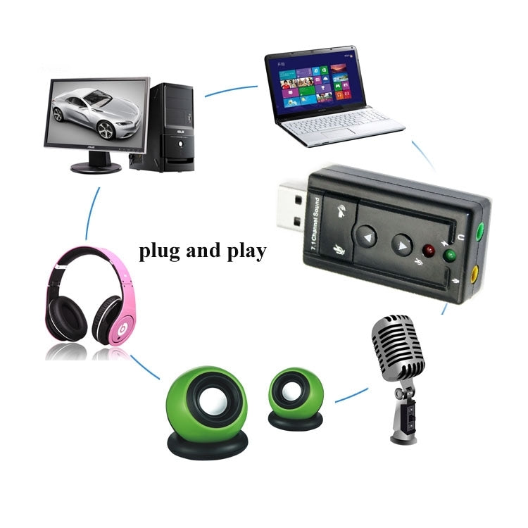 Внешний USB 2.0 7.1-канальный 3D Virtual Audio звуковой адаптер