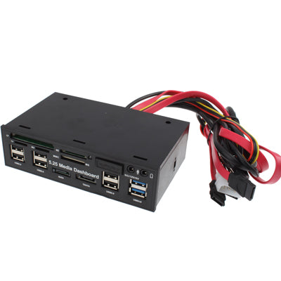 5,25 collu multivides datora paneļa karšu lasītājs 2 x USB 3.0 + 6 x USB 2.0 SATA