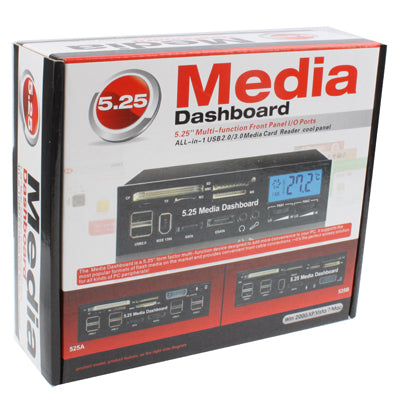 5,25 collu multivides datora paneļa karšu lasītājs 2 x USB 3.0 + 6 x USB 2.0 SATA
