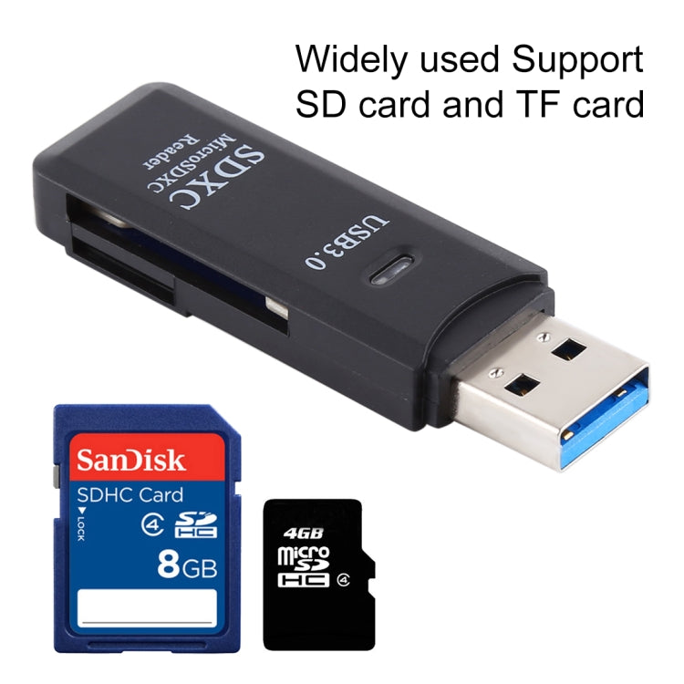 2 vienā USB 3.0 karšu lasītājs, īpaši ātrs 5 Gb/s, atbalsta SD kartes / TF kartes