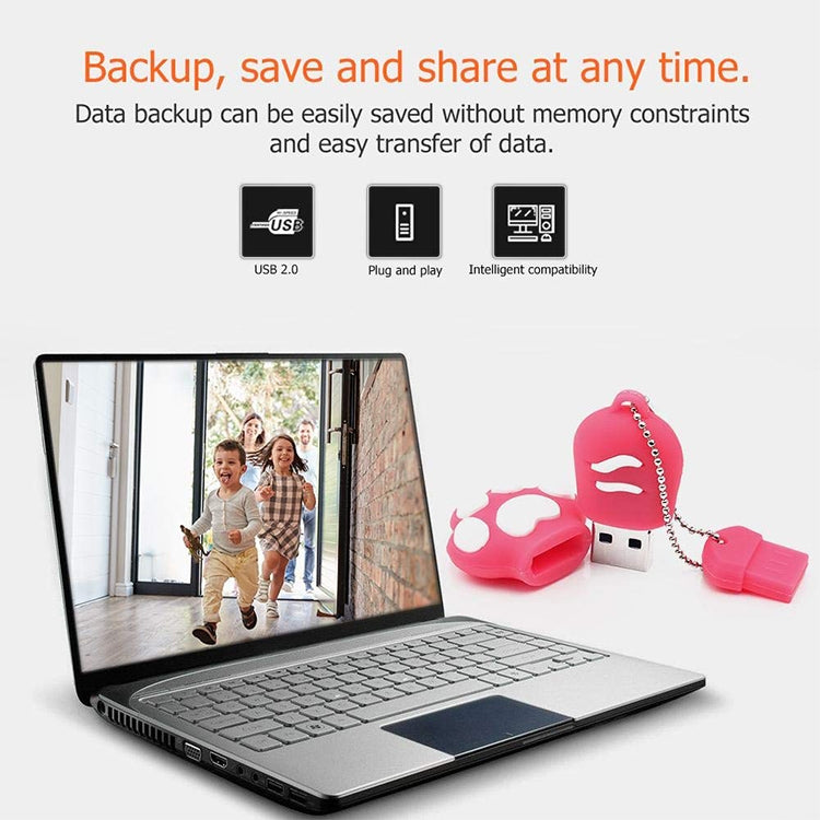 16 GB lāča ķepas formas silikona USB 2.0 zibatmiņas disks ar putekļu slāpēšanas aizsargu