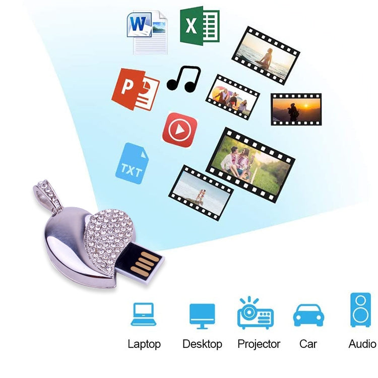 Серебряный USB-флеш-накопитель с бриллиантами в форме сердца, специальный подарок ко Дню святого Валентина