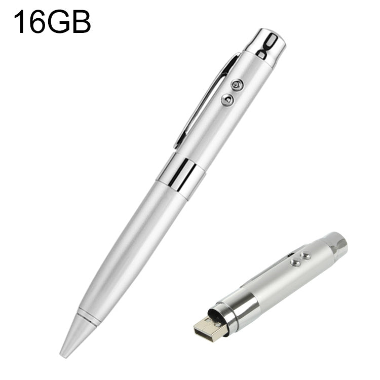 USB-флеш-накопитель 3 в 1 в стиле лазерной ручки, серебристый (16 ГБ)
