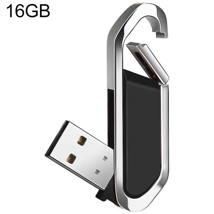 Флеш-накопитель USB 2.0 в стиле металлического брелока на 16 ГБ (черный)