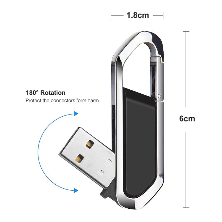 Флеш-накопитель USB 2.0 в стиле металлического брелока на 16 ГБ (черный)