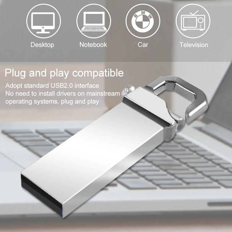 Флеш-накопитель USB 2.0 в металлическом стиле с брелком на 4 ГБ
