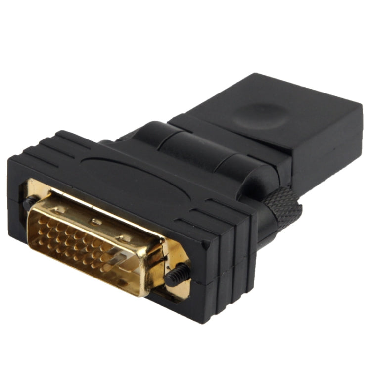 360 grādu rotācijas apzeltīts DVI 24+1 kontaktu vīriešu un 19 kontaktu HDMI sieviešu adapteris