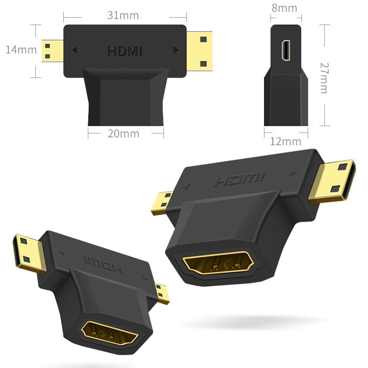 Адаптер 3-в-1 HDMI (женский) на Mini HDMI (мужской) + Micro HDMI (мужской)