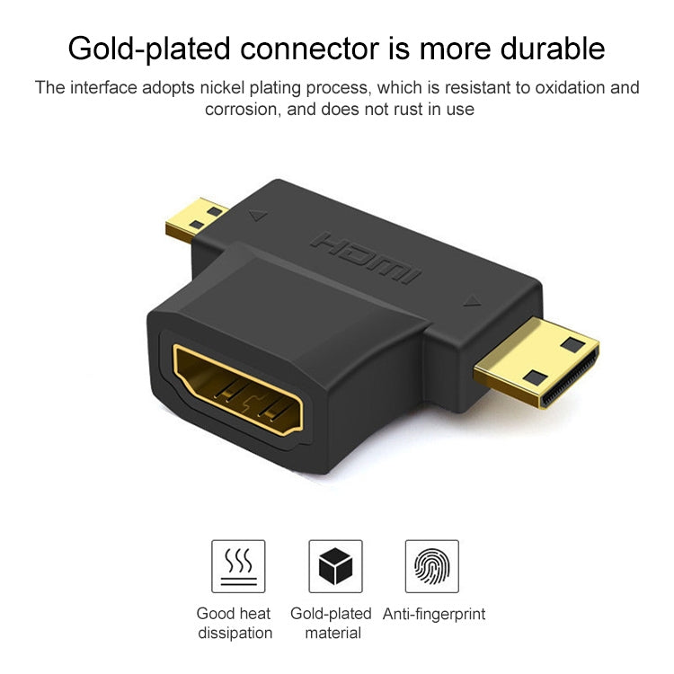 Адаптер 3-в-1 HDMI (женский) на Mini HDMI (мужской) + Micro HDMI (мужской)