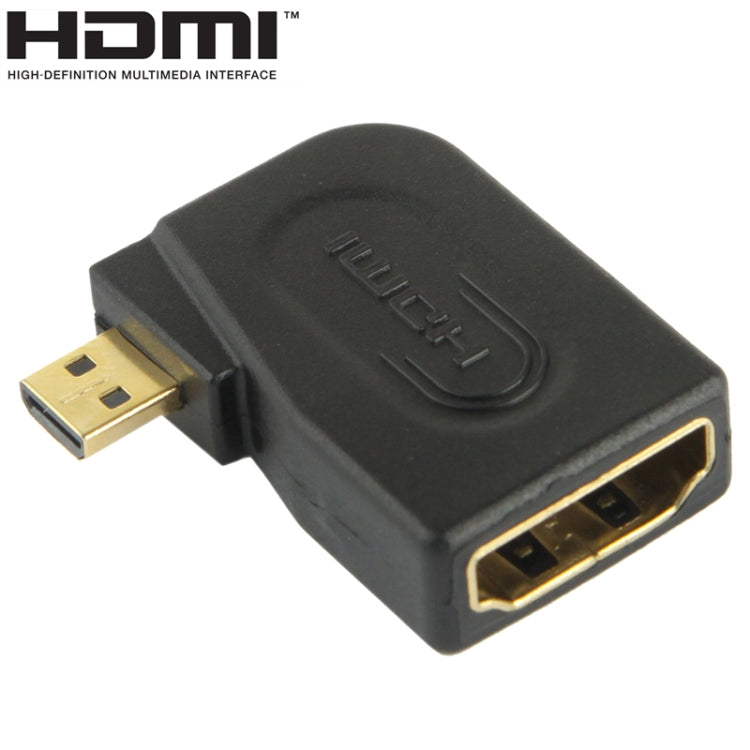 Позолоченный адаптер Micro HDMI «папа» на HDMI 19-контактный «мама» с углом 90 градусов