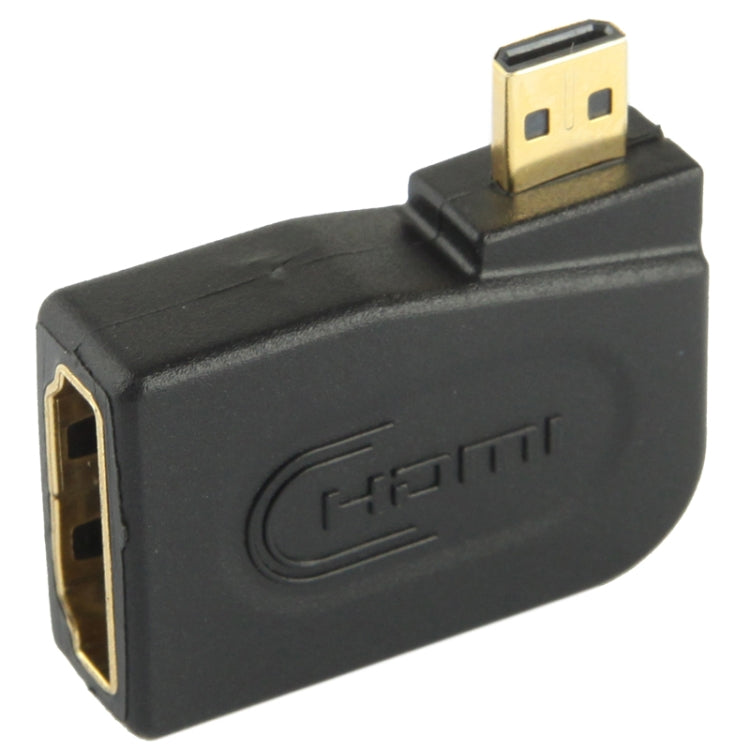 Позолоченный адаптер Micro HDMI «папа» на HDMI 19-контактный «мама» с углом 90 градусов