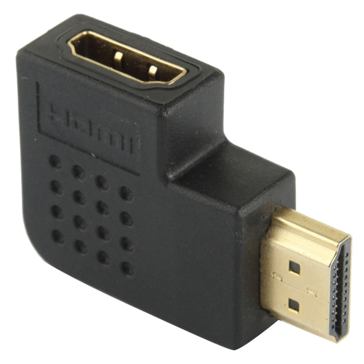 Позолоченный адаптер HDMI 19-контактный "папа" на HDMI 19-контактный "мама" с углом 90 градусов