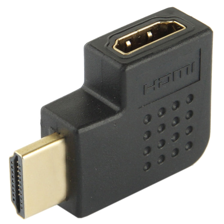 Позолоченный адаптер HDMI 19-контактный "папа" на HDMI 19-контактный "мама" с углом 90 градусов