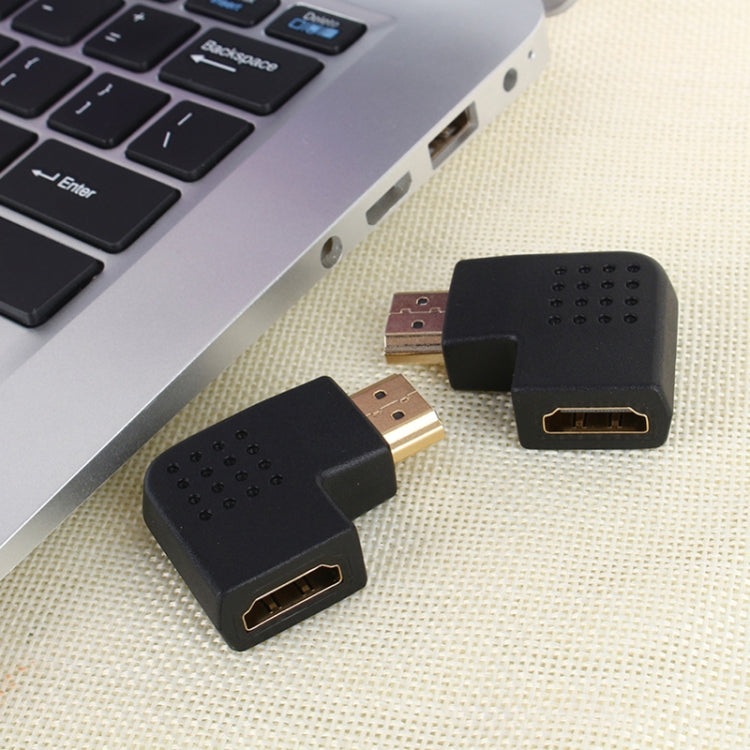 Позолоченный адаптер HDMI 19-контактный "папа" на HDMI 19-контактный "мама" с углом 90 градусов
