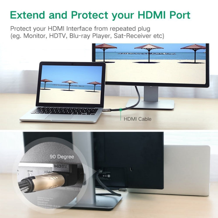 Позолоченный адаптер HDMI 19-контактный "папа" на HDMI 19-контактный "мама" с углом 90 градусов