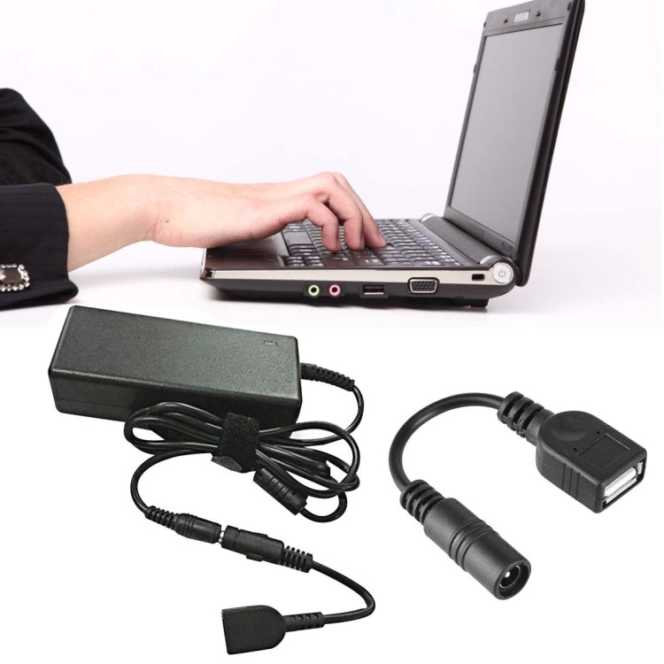 Кабель питания для ноутбука 5,5 x 2,1 мм DC Female - USB AF DC Male, длина: 15 см