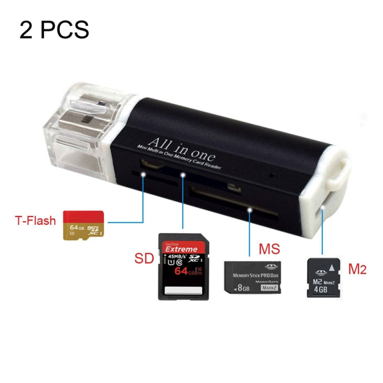 2 шт. Многофункциональный картридер для карт памяти USB 2.0 Micro SD SDHC TF M2 MMC MS PRO DUO