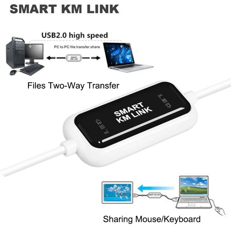 Ātrdarbīgs USB 2.0 Smart KM savienojuma kabelis, datora un datora tastatūras un peles koplietošanai, Plug and Play, garums: 165 cm