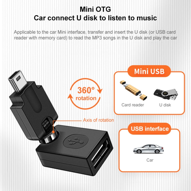Высококачественный адаптер USB 2.0 AF - OTG Mini USB, поддержка вращения на 360 градусов