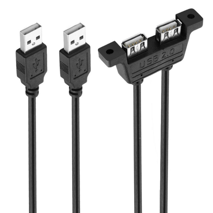 Удлинительный кабель с 2 разъемами USB 2.0 «папа» и 2 разъемами USB 2.0 «мама» с 2 отверстиями для винтов, длина: 50 см