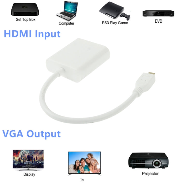 Видеокабель-адаптер Micro HDMI (папа) - VGA (мама) длиной 22 см, поддержка Full HD 1080P