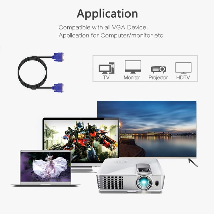 Высококачественный кабель VGA 15-контактный «папа» - VGA 15-контактный «мама» для ЖК-монитора, проектора и т. д. (длина: 1,8 м)