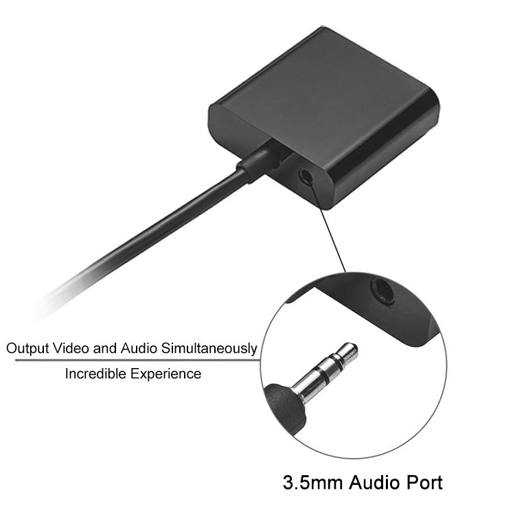 Видеокабель-адаптер Mini HDMI (папа) - VGA (мама) 22 см Full HD 1080P с аудиокабелем