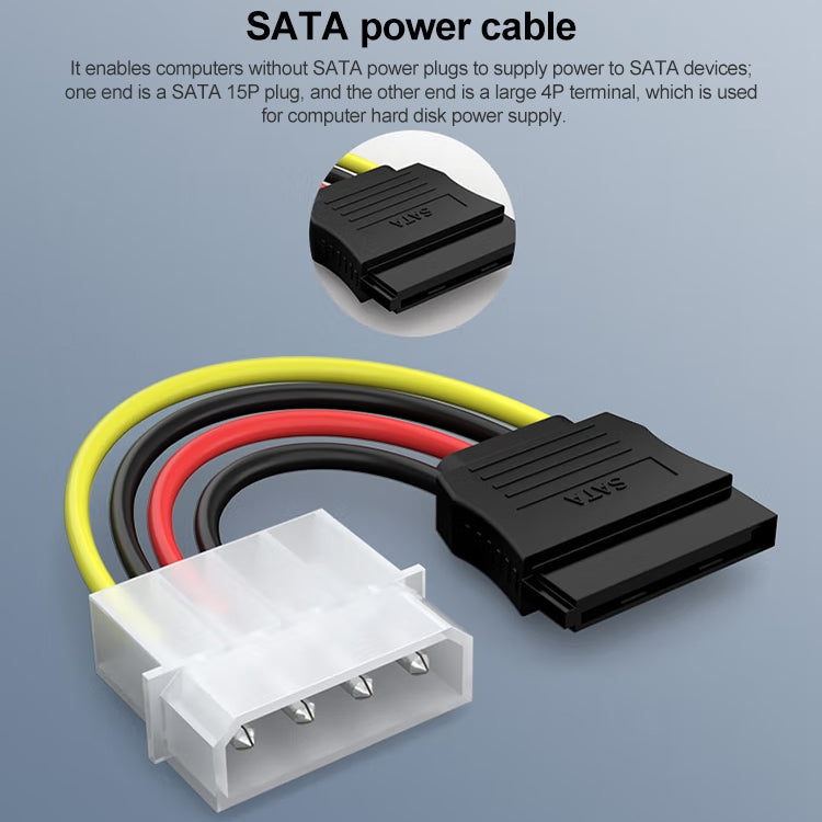Кабель-адаптер питания IDE-SATA 4-контактный (15 см), материал: Al+Mg
