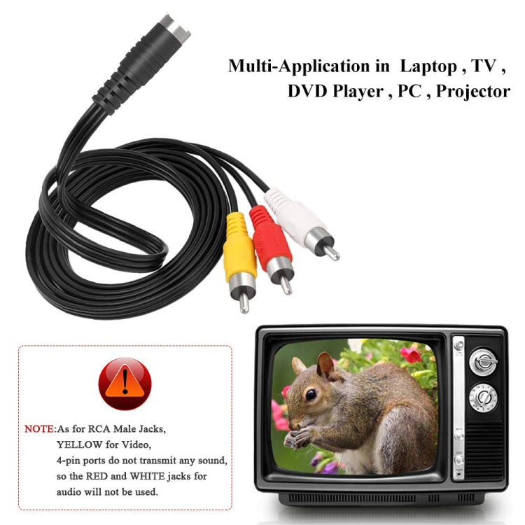 Кабель-адаптер S-Video 4-контактный на 3 RCA AV TV Male, длина: 1,5 м