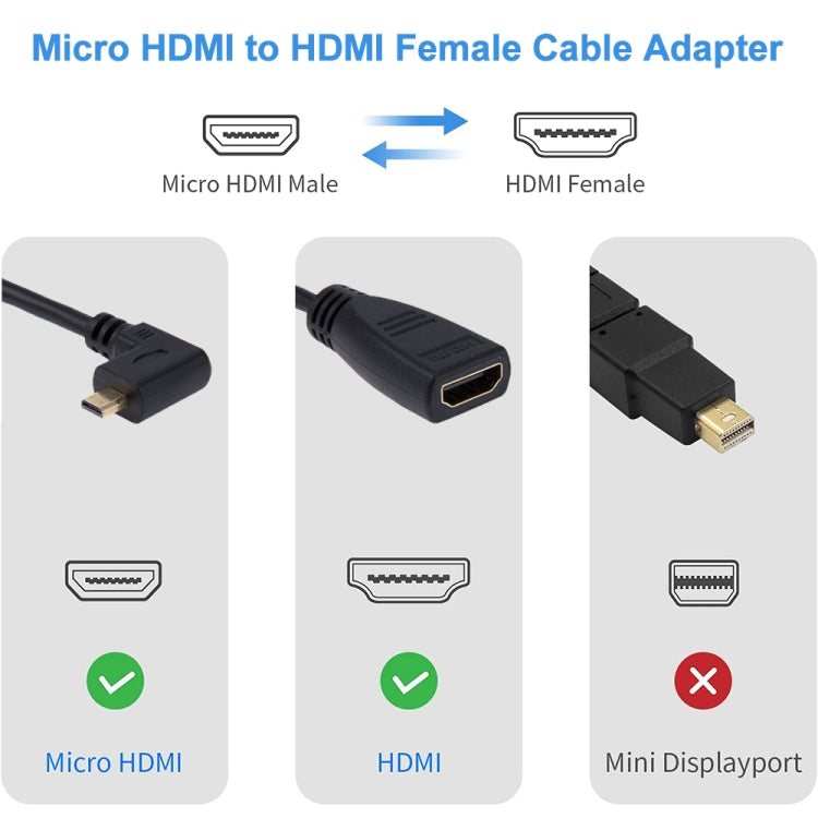 Кабель-адаптер Micro HDMI (штекер, поворот направо, 90 градусов) 17 см на HDMI (гнездо)