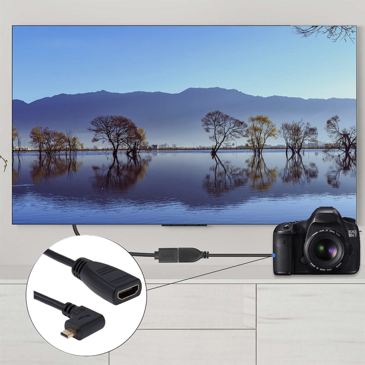 Кабель-адаптер Micro HDMI (штекер, поворот направо, 90 градусов) 17 см на HDMI (гнездо)