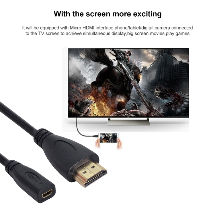 20 cm HDMI vīriešu un mikro HDMI sieviešu adaptera kabelis