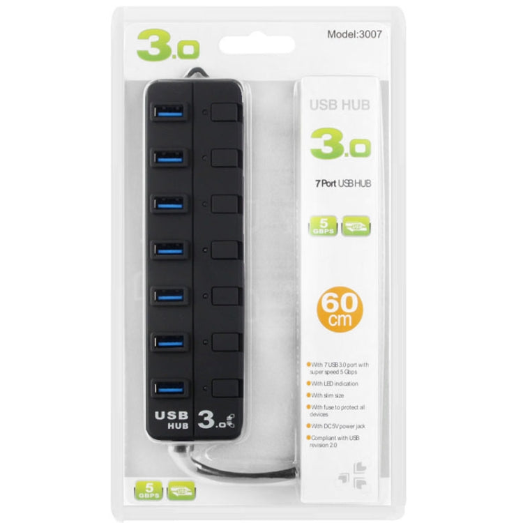 Концентратор USB 3.0 на 7 портов с индивидуальными переключателями для каждого порта передачи данных